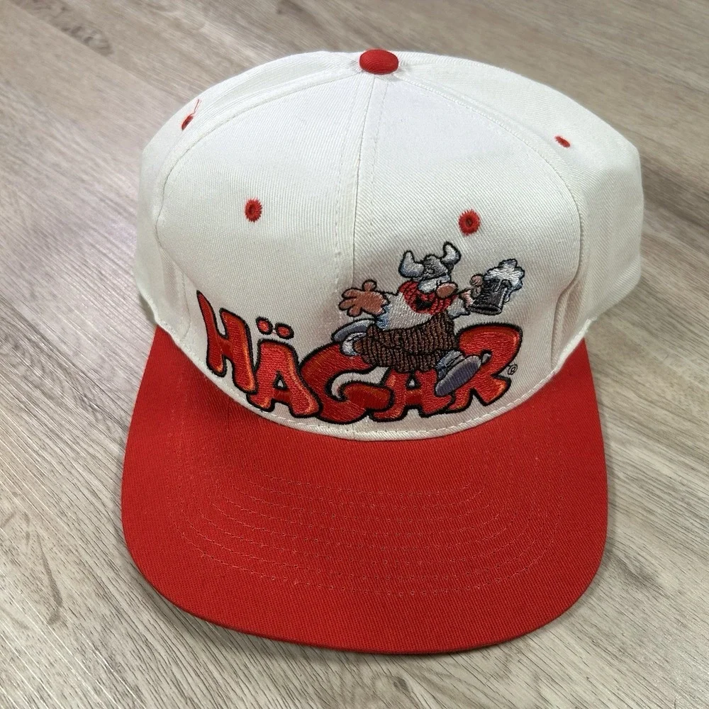 VTG 1994 Hagar The Terrible Snapback Hat Comic Cartoon Headstart Beige Cap